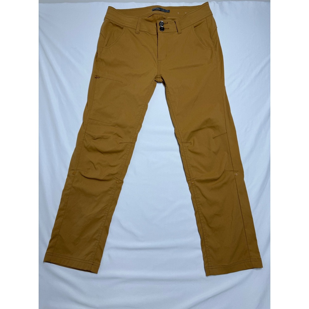 Prana Halle Hiking Pants Womens 8 Short Inseam Mustard Brown Stretch Outdoor